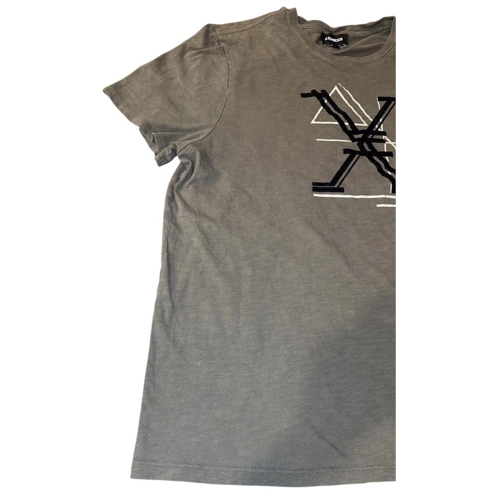 Express Graphic T Shirt Mens XL Olive Green Logo Abstract Streetwear Urban - Picture 4 of 12